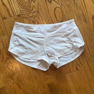 Lululemon White Speed Up Shorts